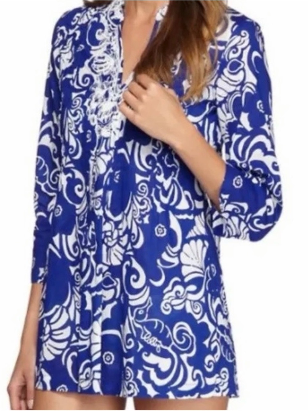 Lilly Pulitzer Blue and White Printed Tunic